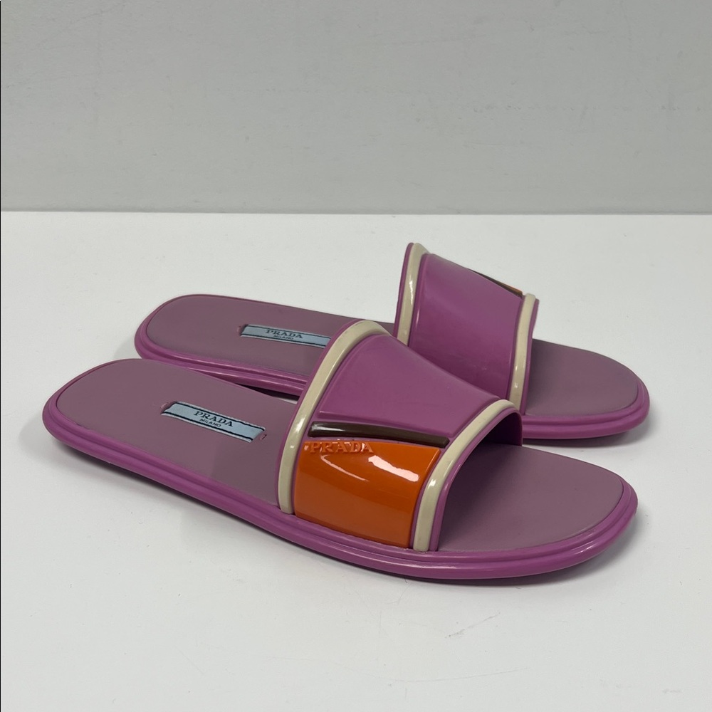 Prada Vibrant Pink and Orange Rubber Sandals